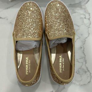 Fever‎ Sole New With Box Gold Glitter Loafers. Size Eur 38.5
